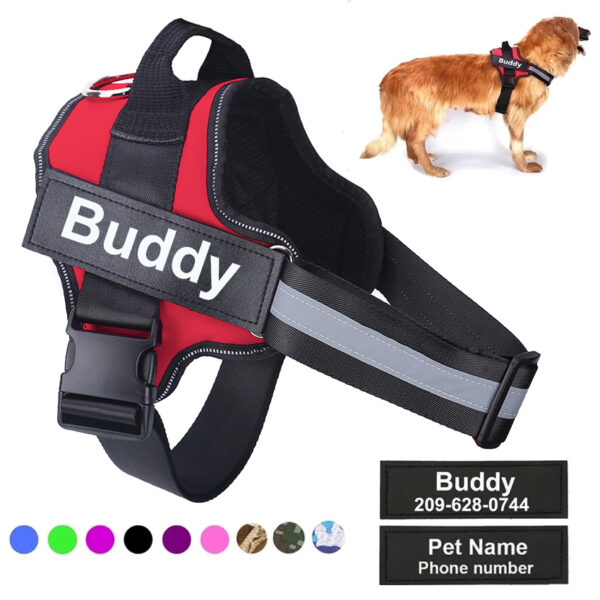 Personalized Dog Harness NO PULL Reflective Breathable Adjustable Harness Vest For Small Large Dogs ID Custom dog accessories 1