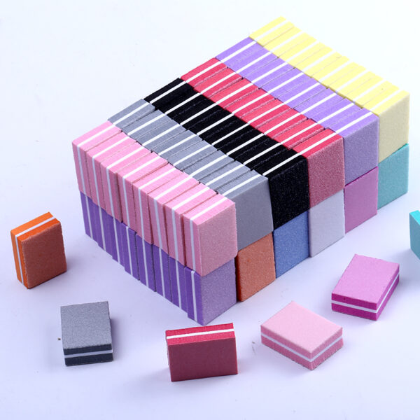 10/25/50pcs lot Double-sided Mini Nail File Blocks Colorful Sponge Nail Polish Sanding Buffer Strips Polishing Manicure Tools 1