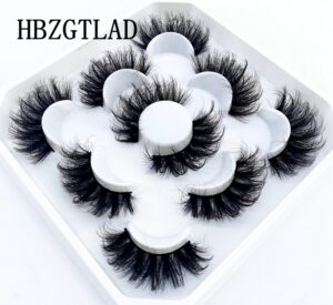 New 5Pairs 25mm 3D Mink Lashes Bulk Faux with Custom Box Wispy Natural Mink Lashes Pack Short Wholesales Natural False Eyelashes 14