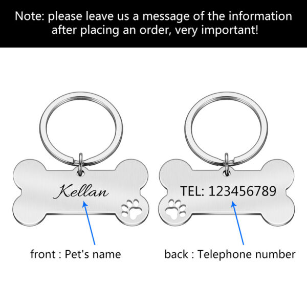 Personalized Collar Pet ID Tag Engraved Pet ID Name for Cat Puppy Dog Tag Pendant Keyring Bone Tag Pet Accessories Dropshipping 5