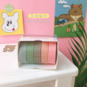 5Rolls/box Solid Color Washi Tape Set Decorative Masking Tape Cute Scrapbooking Adhesive Tape School Stationery Supplies 7