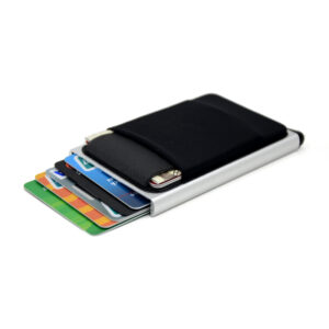 YUECIMIE Slim Aluminum Wallet With Elasticity Back Pouch ID Credit Card Holder Mini RFID Wallet Automatic Pop up Bank Card Case 1