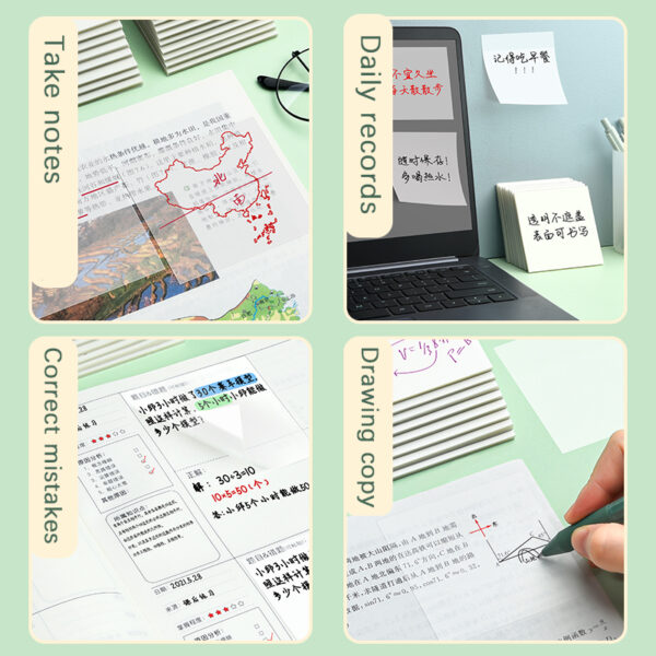 Waterproof PET Transparent Sticky Notes Memo Pad 50 Sheets Stickers Daily To Do List Note Paper for Student Office Stationery 4