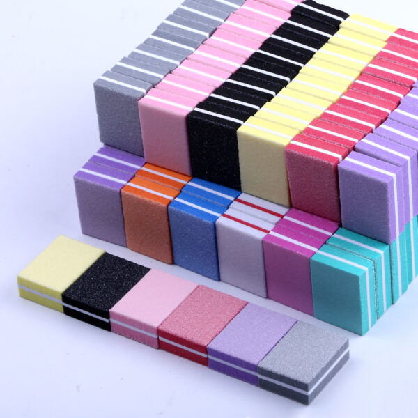 10/25/50pcs lot Double-sided Mini Nail File Blocks Colorful Sponge Nail Polish Sanding Buffer Strips Polishing Manicure Tools 2