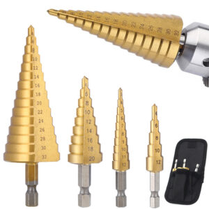 3-12mm 4-12mm 4-20mm HSS Straight Groove Step Drill Bit Set Titanium Coated Wood Metal Hole Cutter Core Drill Bit Set 1