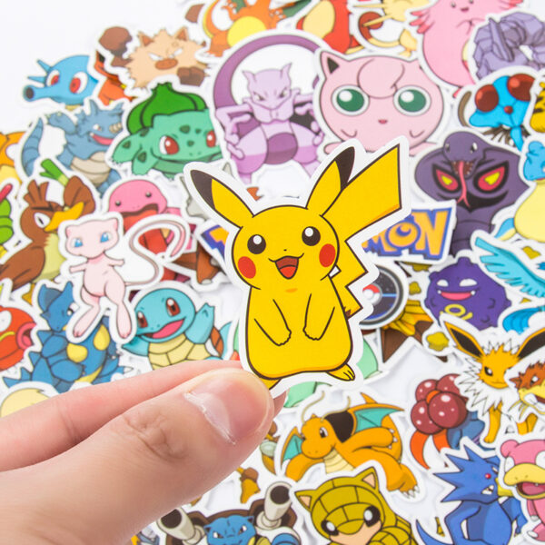 50/100Pcs Pokemon Stickers Kawaii Pikachu Skateboard Bicycle Guitar Laptop Kids Waterproof Stiker Toys 1