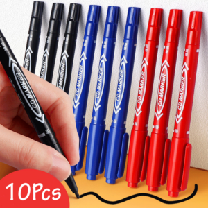 10 Pcs/set Twin Tip Colored Permanent Art Markers Pens Fine Point Waterproof Oily Black Ink Sketchbook Painting School Supplies 2