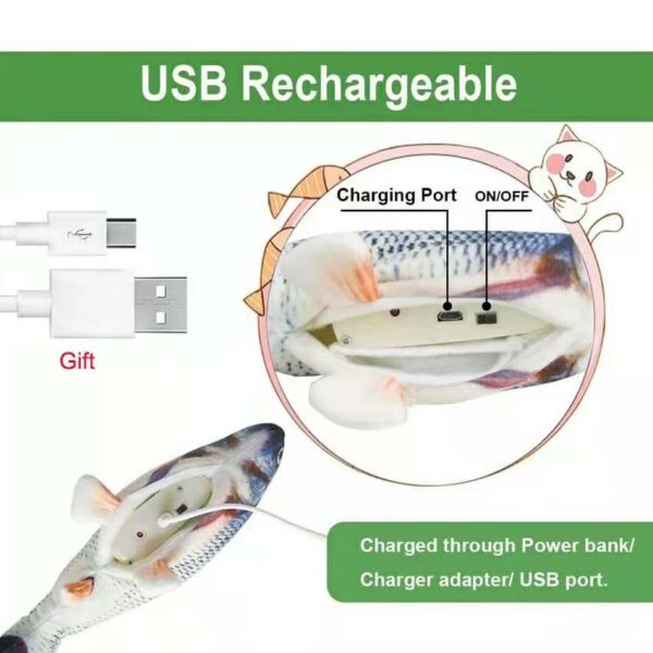 Cat USB Charger Toy Fish Interactive Electric floppy Fish Cat toy Realistic Pet Cats Chew Bite Toys Pet Supplies Cats dog toy 3