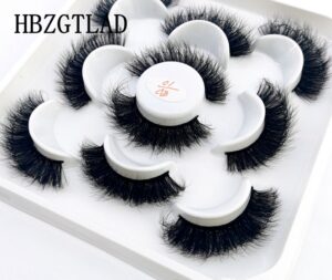 New 5Pairs 25mm 3D Mink Lashes Bulk Faux with Custom Box Wispy Natural Mink Lashes Pack Short Wholesales Natural False Eyelashes 45