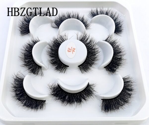 New 5Pairs 25mm 3D Mink Lashes Bulk Faux with Custom Box Wispy Natural Mink Lashes Pack Short Wholesales Natural False Eyelashes 42