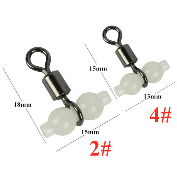 10Pcs/Lot Luminous Swivels Fishing Rolling Swivels Connector Sea Tackle Hook Connector Night Fishing Freshwater & Sea Fishing 4