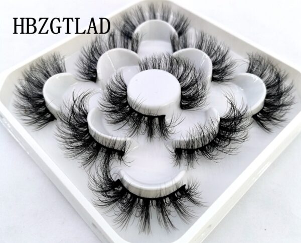 New 5Pairs 25mm 3D Mink Lashes Bulk Faux with Custom Box Wispy Natural Mink Lashes Pack Short Wholesales Natural False Eyelashes 21