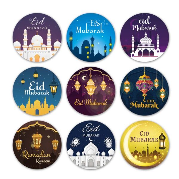 60/120pcs Ramadan EID Mubarak Decorations Paper Sticker Gift Lable Seal Sticker Islamic Muslim Eid al-fitr Decoration Supplies 4