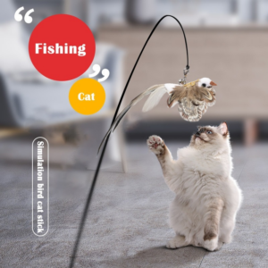 Simulation Bird interactive Cat Toy Funny Feather Bird with Bell Cat Stick Toy for Kitten Playing Teaser Wand Toy Cat Supplies 1