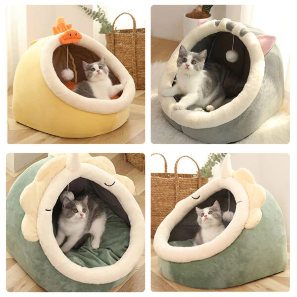 Sweet Cat Bed Warm Pet Basket Cozy Kitten Lounger Cushion Cat House Tent Very Soft Small Dog Mat Bag For Washable Cave Cats Beds 5