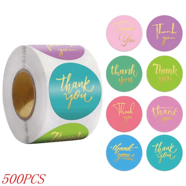 50-500pcs 1inch Blue Thank You Stickers For Envelope Sealing Labels Stationery Supplies Handmade Wedding Gift Decoration Sticker 19