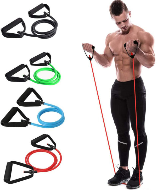 5 Levels Resistance Bands with Handles Yoga Pull Rope Elastic Fitness Exercise Tube Band for Home Workouts Strength Training 1