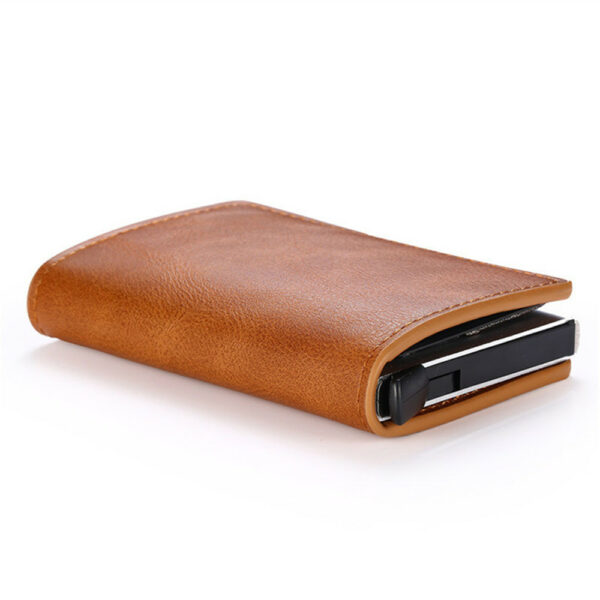 Customized 2022 Credit Card Holder Wallet Men Women RFID Aluminium Bank Cardholder Case Vintage Leather Wallet with Money Clips 5