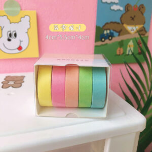 5Rolls/box Solid Color Washi Tape Set Decorative Masking Tape Cute Scrapbooking Adhesive Tape School Stationery Supplies 14