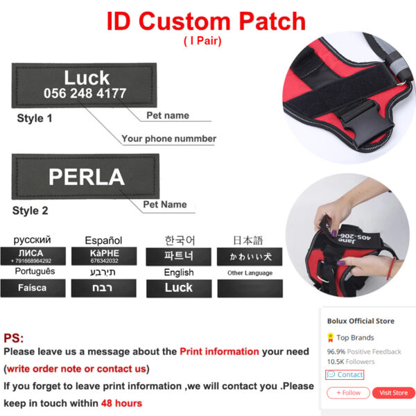 Personalized Dog Harness NO PULL Reflective Breathable Adjustable Harness Vest For Small Large Dogs ID Custom dog accessories 4