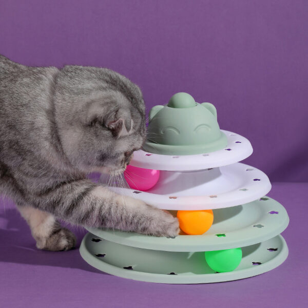 3/4 Levels Cats Toy Tower Tracks Cat Toys Interactive Cat Intelligence Training Amusement Plate Tower Pet Products Cat Tunnel 6