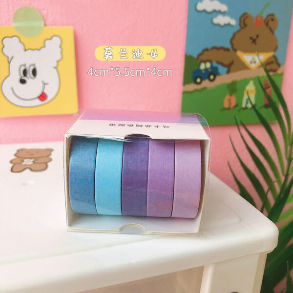 5Rolls/box Solid Color Washi Tape Set Decorative Masking Tape Cute Scrapbooking Adhesive Tape School Stationery Supplies 11