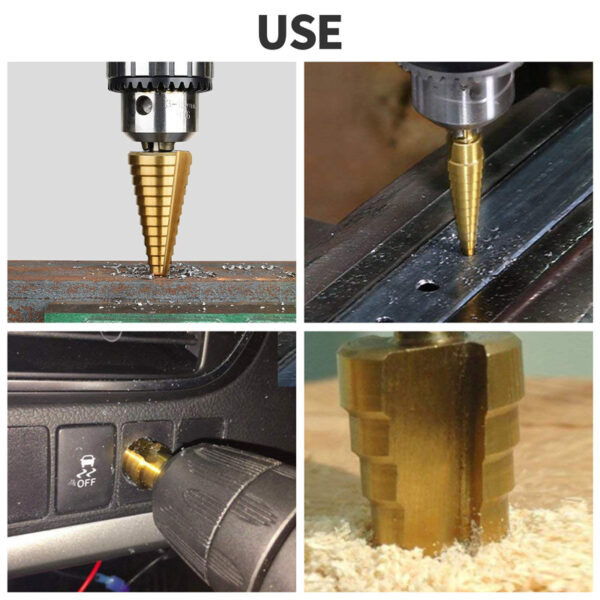 3-12mm 4-12mm 4-20mm HSS Straight Groove Step Drill Bit Set Titanium Coated Wood Metal Hole Cutter Core Drill Bit Set 6