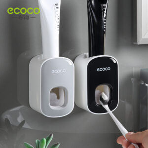 ECOCO Automatic Toothpaste Dispenser Wall Mount Bathroom Bathroom Accessories Waterproof Toothpaste Squeezer Toothbrush Holder 2