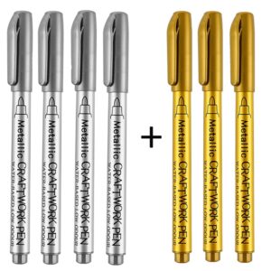 4-8Pcs DIY Metal Waterproof Permanent Paint Marker Pens Gold Silver 1.5mm Craftwork Resin Mold Pen Art painting Student Supplies 12