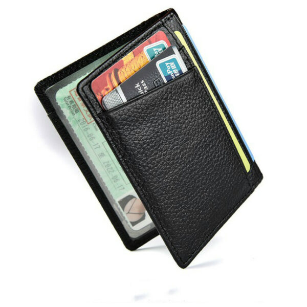 Super Slim Soft Wallet 100% Genuine Leather Mini Credit Card Wallet Purse Card Holders Men Wallet Thin Small 2