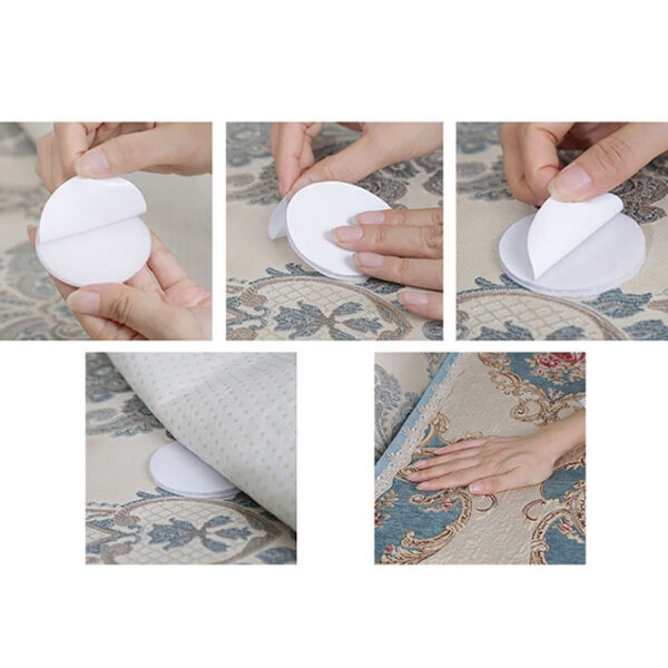 10Pcs Non-Slip Stickers Self Adhesive Hook Loop Fastener Tape Locking Dots Bed Sheet Sofa Fix Clip Floor Rug Carpet Mat Gripper 6