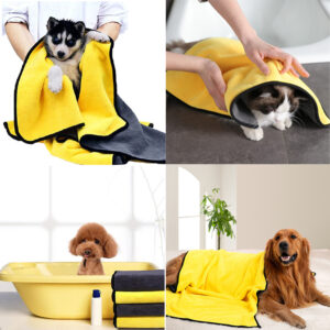 Quick-drying Pet Dog and Cat Towels Soft Fiber Towels Water-absorbent Bath Towel Convenient Pet Shop Cleaning Towel Pet Supplies 2