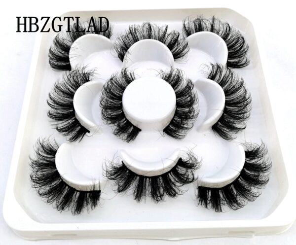 New 5Pairs 25mm 3D Mink Lashes Bulk Faux with Custom Box Wispy Natural Mink Lashes Pack Short Wholesales Natural False Eyelashes 4