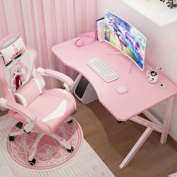 Pink Computer Desk Home Office Desktop Game E-sports Table Anchor Live White Computer Desk Internet Cafe Gaming Desk 2