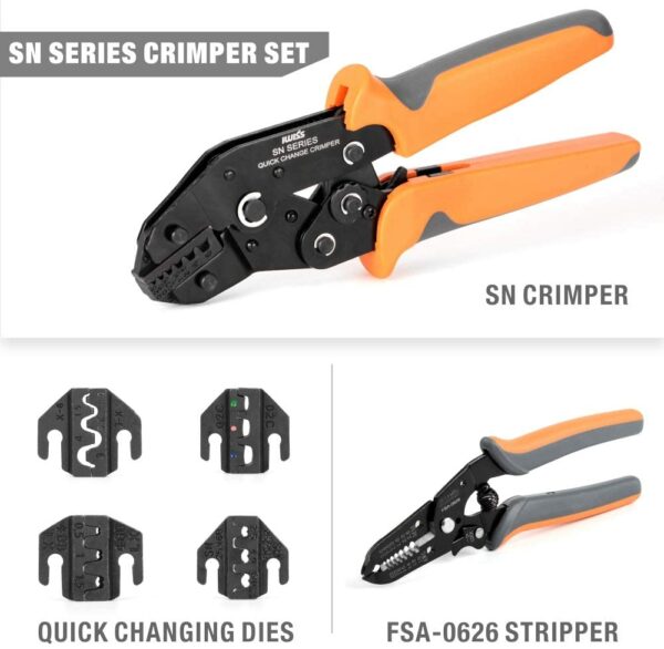 IWISS SN Series Quick Changing Wire Crimper Tool Set Connectors Crimping Plier Kit with 5 Changing Dies(2546B/48B/02C/06WF/6) 2