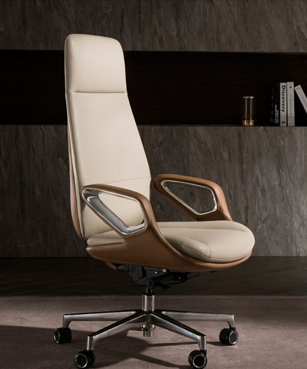 Leather boss office chair modern computer chair business light luxury executive chair president chair reclining 4