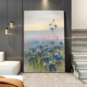 Colorful Flower Thick beautiful Large Size 100% Handpainted oil painting for office living room  as  a gift unframe decoration 1