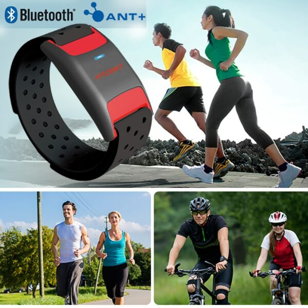 FITCENT Heart Rate Monitor Armband Optical Heart Rate Arm band Sensor with ANT+ Bluetooth for Peloton Polar Wahoo Zwift Garmin 6