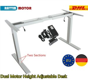 White/Black Two Foot Electric Dual Motor Height Adjustable Table Sit/Standing Desk Frame Stand Desk 1