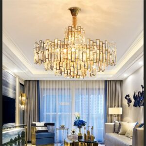 Hongcui Chandelier Gold Luxury Pendant Lamp Postmodern LED Light Fixture for Home Living Dining Room 2