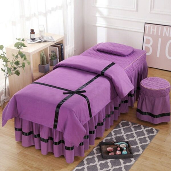 4pcs Beauty Salon Bedding Set Skin-friendly Thick Bed Linens Sheets Bedspread Fumigation Massage Spa Pillowcase Duvet Cover Sets 4