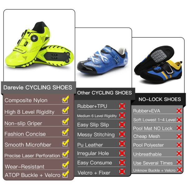 DAREVIE Cycling Shoes MTB Mountain Bike Cycling Shoes Pro Race MTB Self-Locking Bicycle Sneakers Boots SPD Lock Shoes Men Women 4