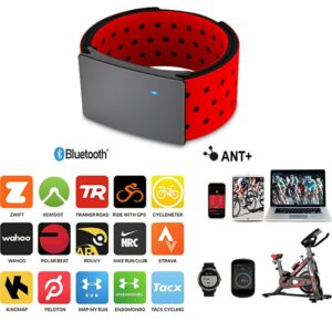 FITCENT Rechargable Heart Rate Monitor Armband ANT+ Bluetooth with Calories Burnt for Peloton Zwift Garmin Wahoo 2