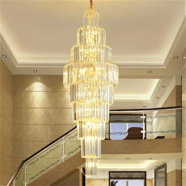 WPD Gold Chandelier Fixtures Modern Luxury Crystal Pendant Lamp Light Home LED for Stairs Hall Decoration 5