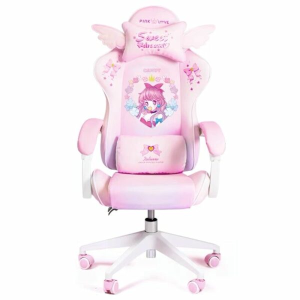 2021 New Lovely pink Maiden computer chair students gaming chair silla girl ESports chair Anchor home Live Rotating Chair 1