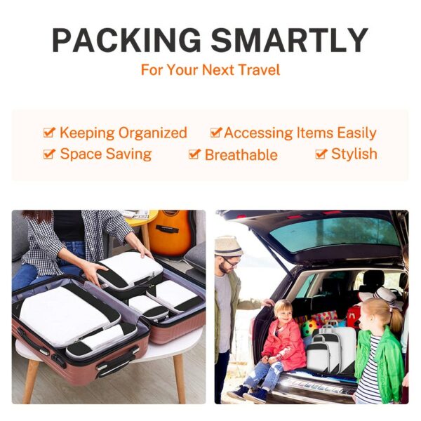 6PCS Portable Packing Cubes Luggage Organizer Travel Compressible Storage Bag Set With Shoe Bag Mesh Visual Luggage Storage 4