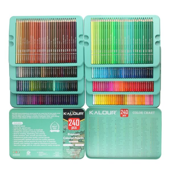 Artist Grade Soft Core Oil-based Premium 240pcs Color Pencil in Tin Box, Pre Sharpened Crayons -Ideal Christmas Gift Pens 3