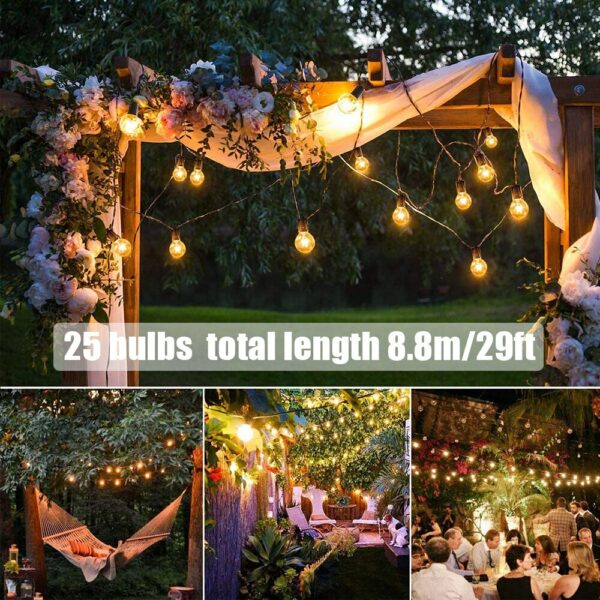 Festoon Solar Light Fairy LED Lights G40 Led USB String Light Garland Christmas Lights 29ft Outdoor Garden Wedding Party Decor 6