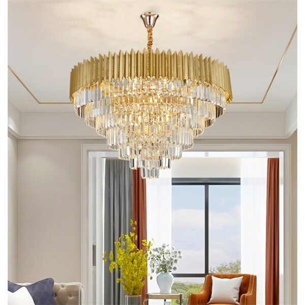 OULALA Gold Chandelier Postmodern Crystal Pendant Lamp Home LED Light Fixture for Living Dining Room 2