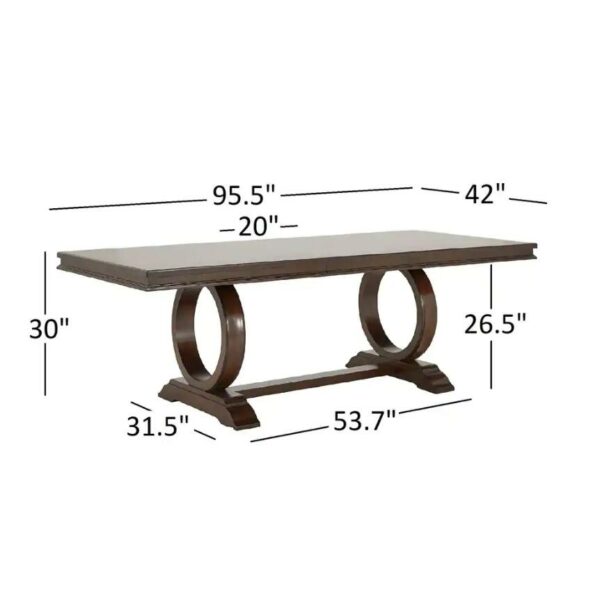 7pcs/9pcs Dining Table Set Dark Cherry Wood and Beige Fabric Extendable Rectangular Dining Set 5